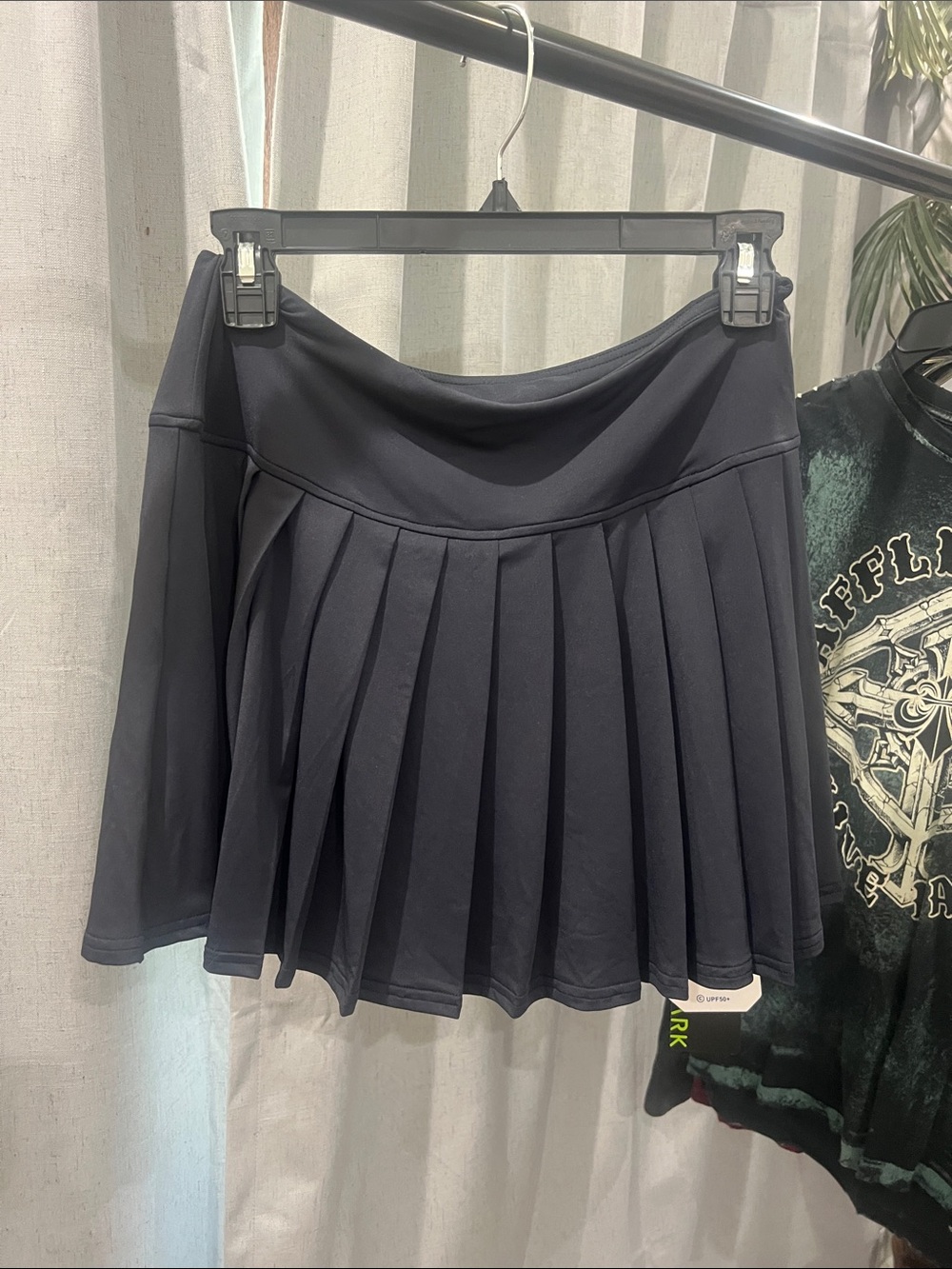 Pleated Active Skater Skirt in Black by